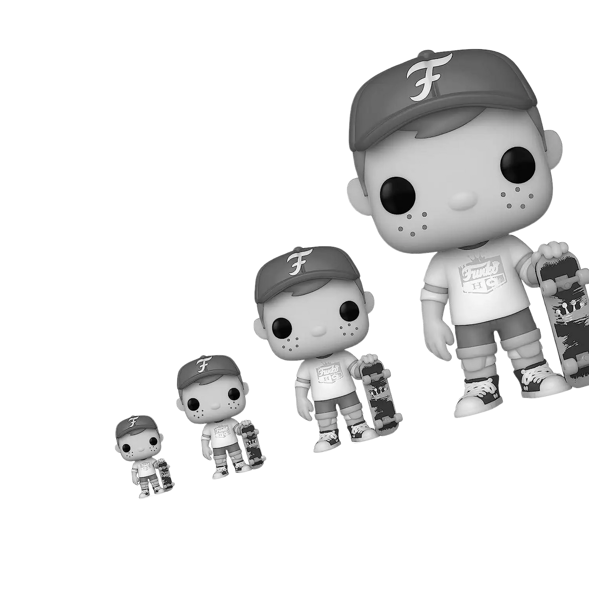 Funko pop vinyl skateboarder figure wearing cap with f logo holding skateboard from spongebob squarepants 25th anniversary funko mystery minis
