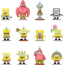Yellow sponge bob squarepants 25th anniversary funko mystery mini-figure with smiling face and brown shorts