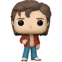 Stranger Things Funko Pop steve harrington vinyl figure with brown hair red jacket blue pants holding ice cream cone