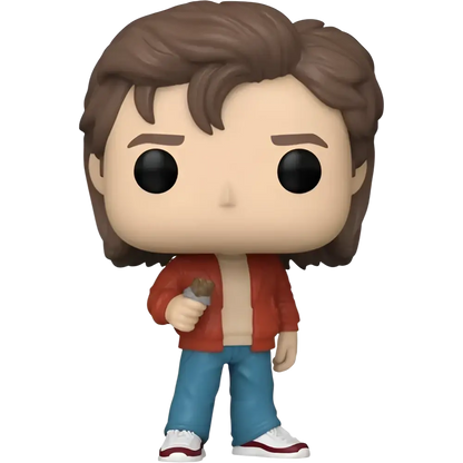 Stranger Things Funko Pop steve harrington vinyl figure with brown hair red jacket blue pants holding ice cream cone