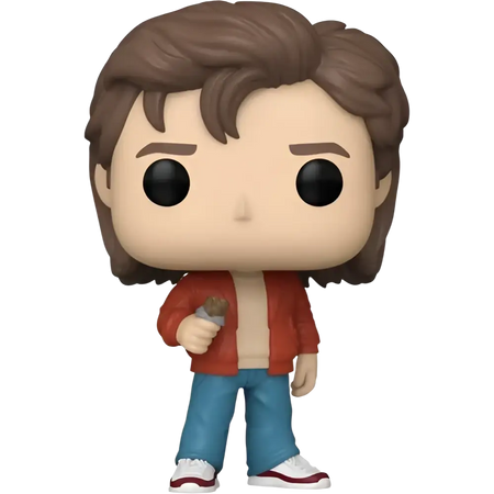 Stranger Things Funko Pop steve harrington vinyl figure with brown hair red jacket blue pants holding ice cream cone