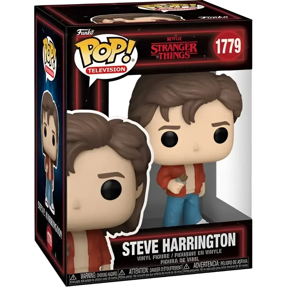 Stranger things season 5 steve harrington funko pop vinyl figure in red jacket and blue pants in original box