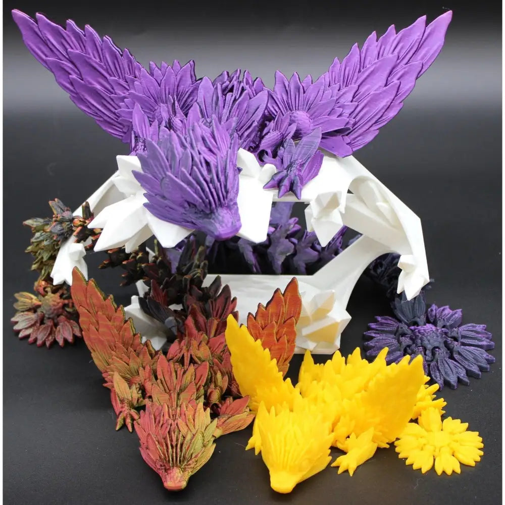 Colorful, geometric, floral-like sculptures.