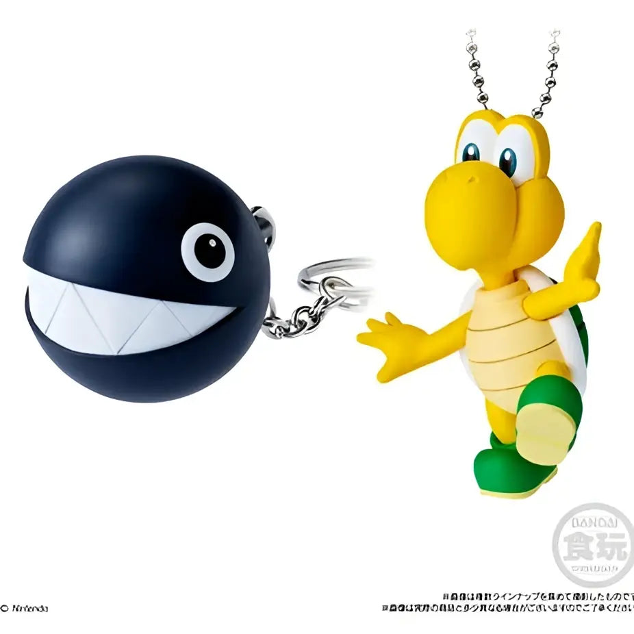 Yellow koopa troopa mascot charm with green shell and silver chain from super mario bros bandai shokugan collection