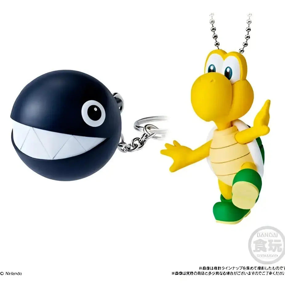 Yellow koopa troopa mascot charm with green shell and silver chain from super mario bros bandai shokugan collection