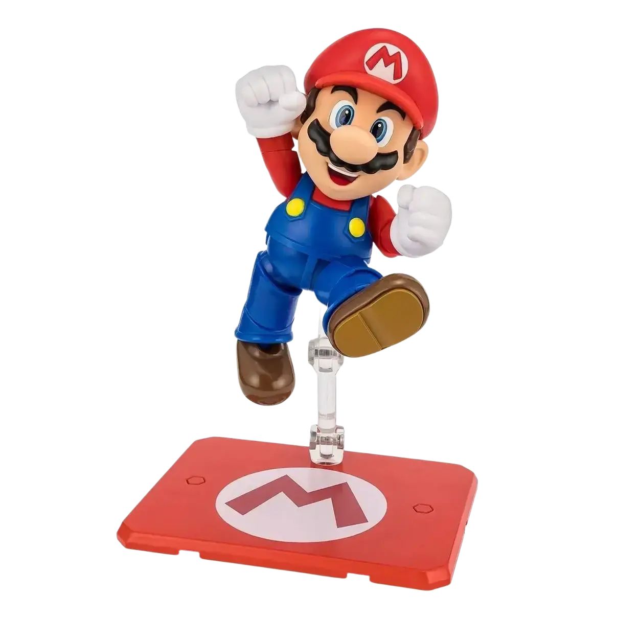 Super Mario Bros Mario s.h.figarts action figure red and blue plastic stylized vinyl figure on red base