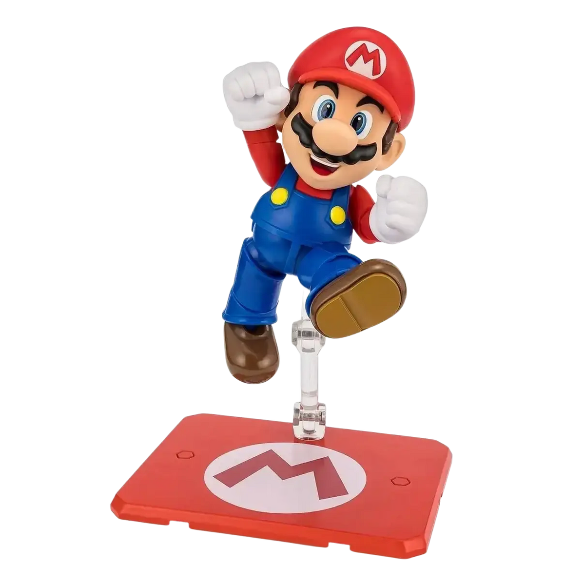 Super Mario Bros Mario s.h.figarts action figure red and blue plastic stylized vinyl figure on red base