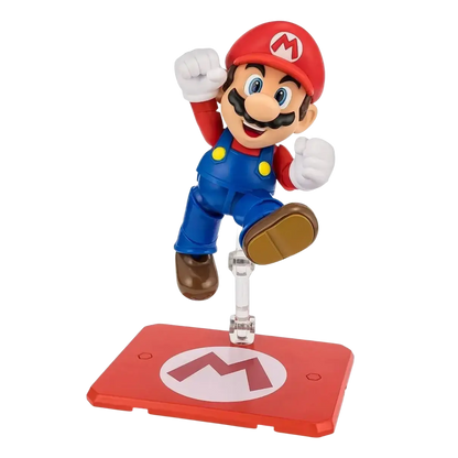 Super Mario Bros Mario s.h.figarts action figure red and blue plastic stylized vinyl figure on red base