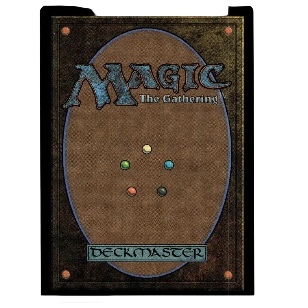 Brown magic the gathering card back with aged texture and five mana symbols for super shredder mutant ninja turtles tmnt