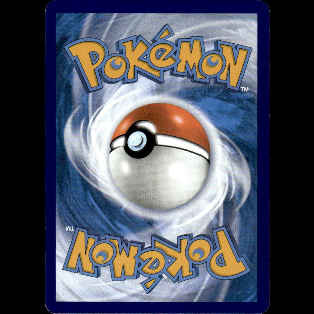 A pokémon card featuring a classic poké ball centered in swirling blue energy, with the ’pokémon’ logo prominently displayed above and below.