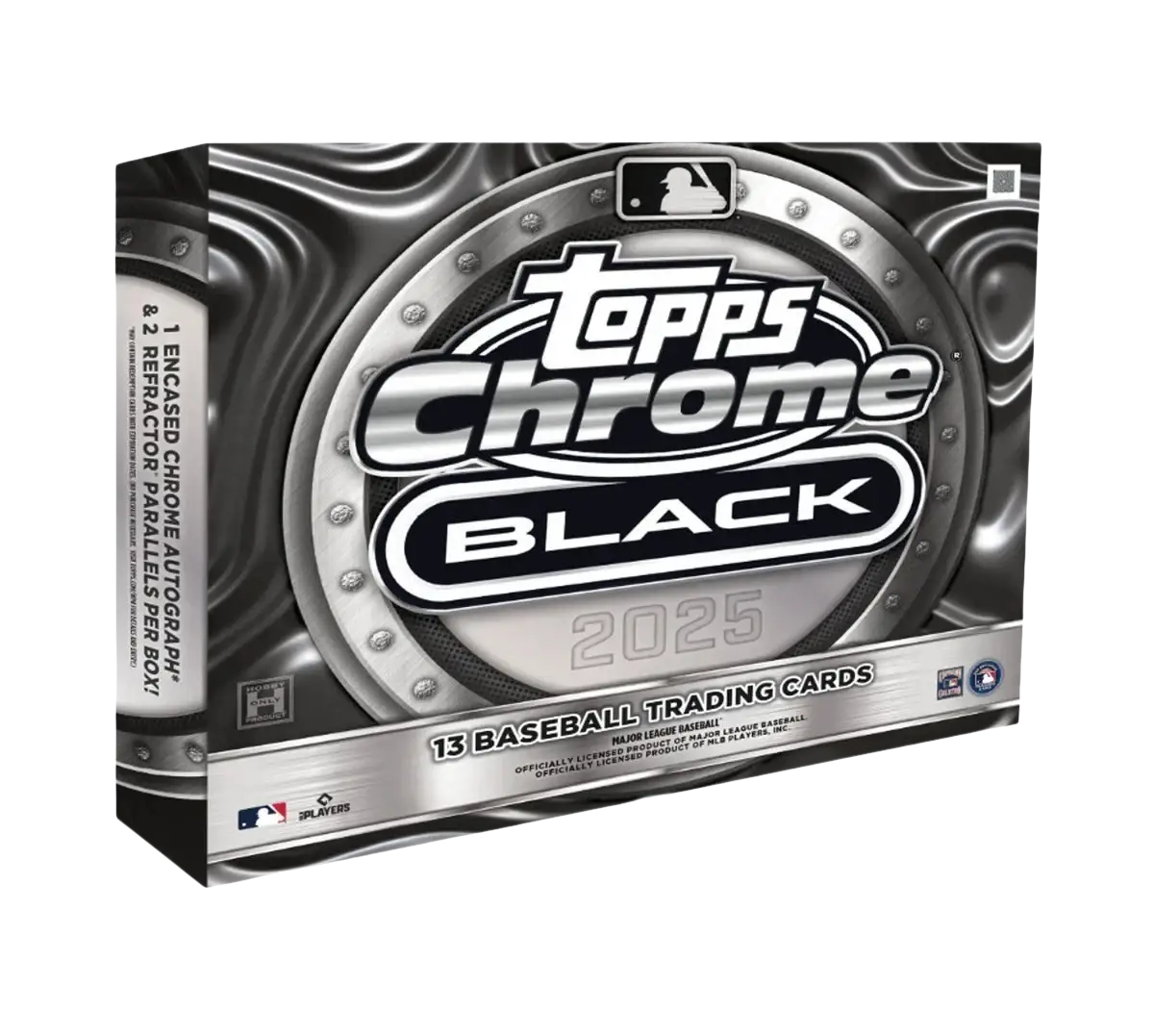 Topps Chrome Black 2025 baseball trading card box.