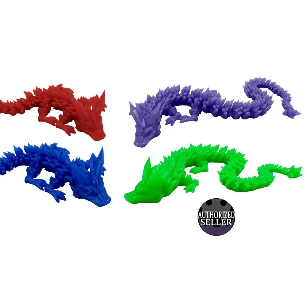 Four colorful crystal dragons.