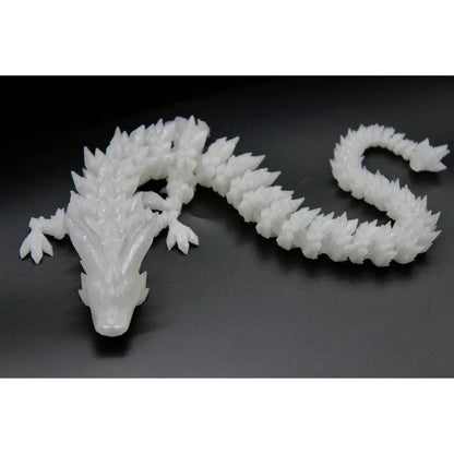 Articulated white dragon figurine.