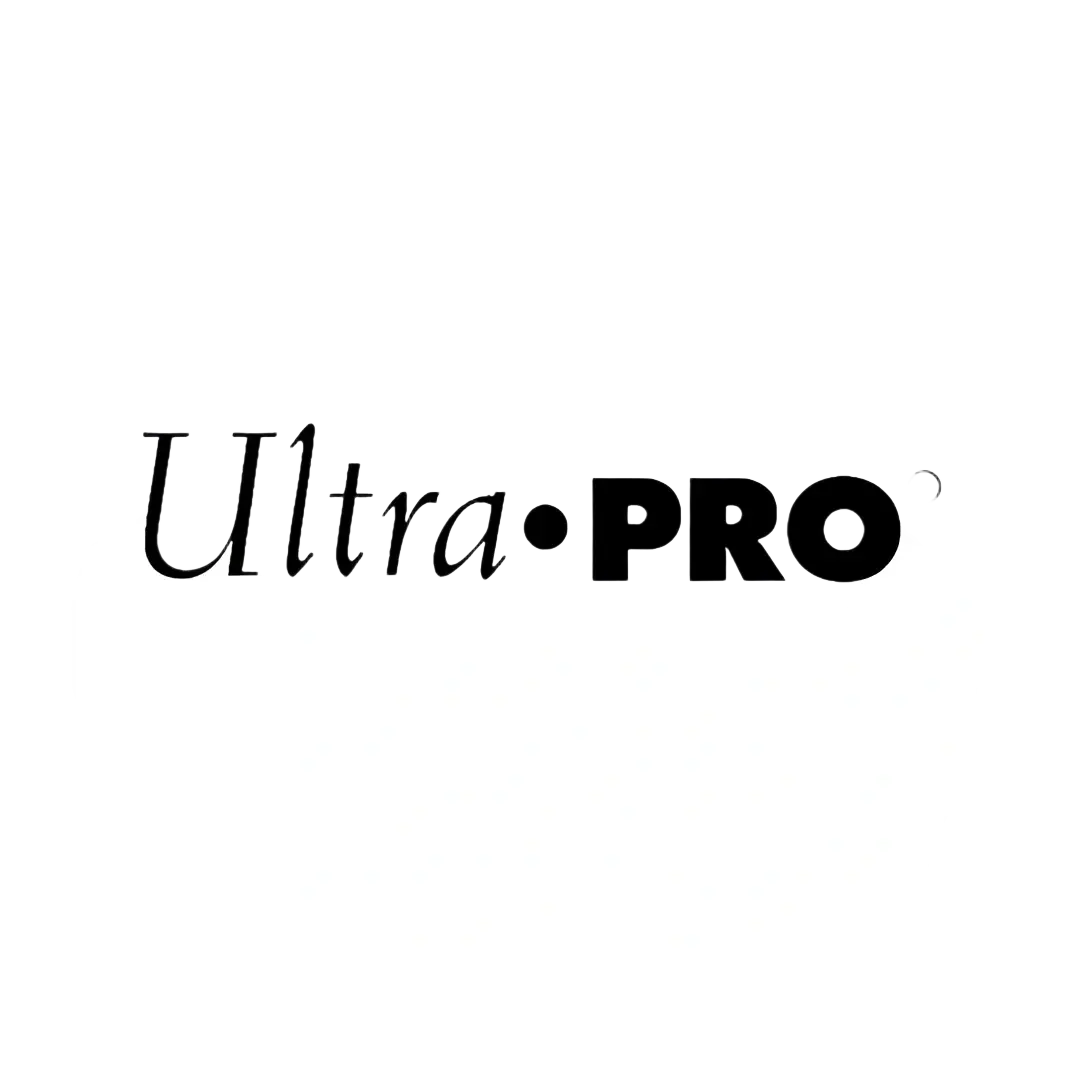 Ultra pro logo in black on white background for ultra clear premium card 100 count card storage sleeves