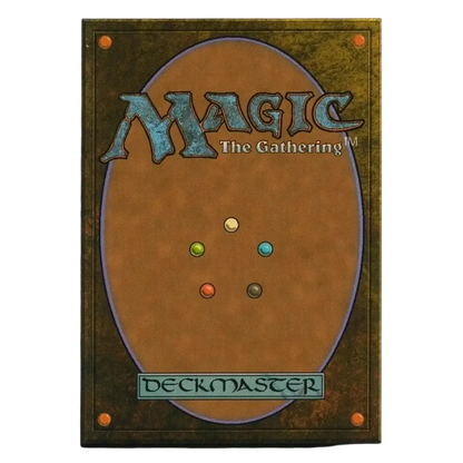 Back of a magic the gathering deckmaster card shown in ultra pro 100 count ultra clear premium card storage sleeves
