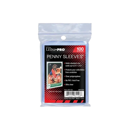 A pack of 100 ultra pro ultra clear premium card storage sleeves made of clear polypropylene for trading cards