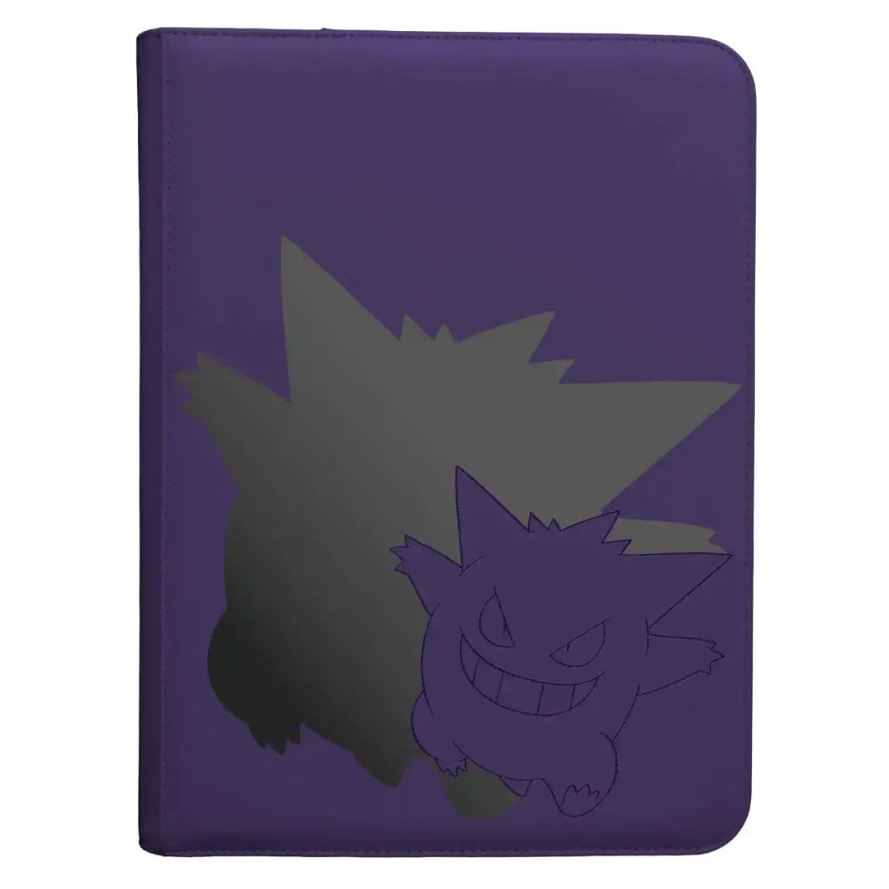 Purple gengar-themed binder with embossed design.
