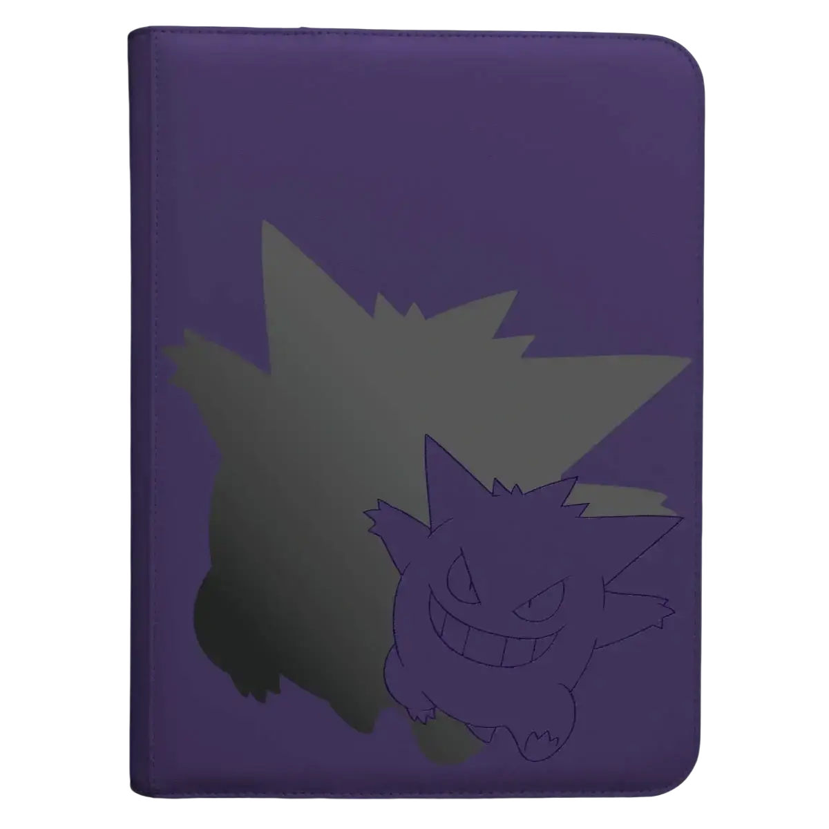 Purple gengar-themed binder with embossed design.