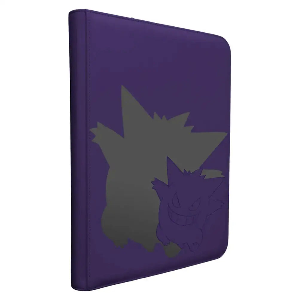 Purple and black gengar-themed pokémon binder.
