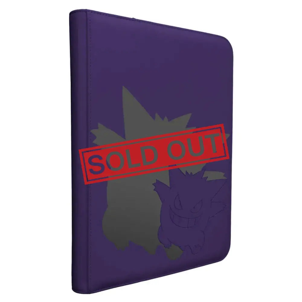 Purple and black gengar-themed pokémon binder.