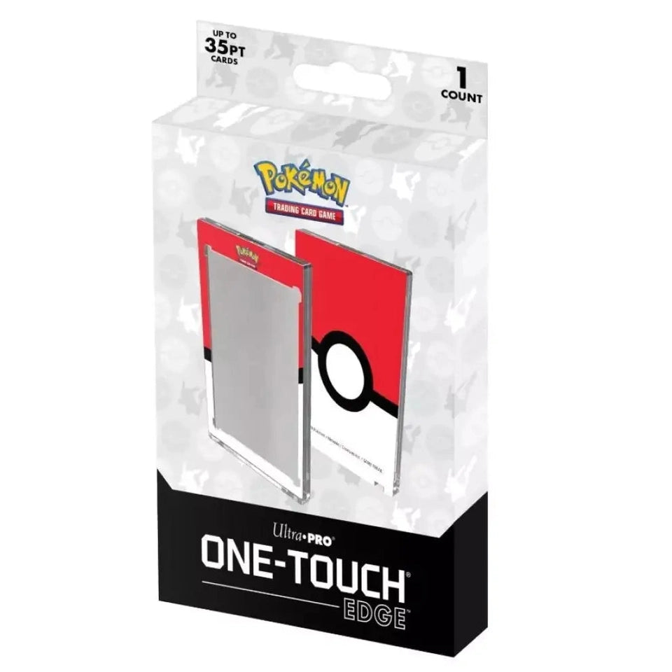 A packaged Pokémon-themed card holder designed for a single trading card up to 35pt thickness.