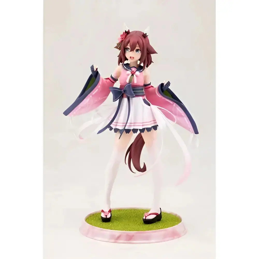 A detailed 1:7 scale artfx statue of uma musume pretty derby sakura chiyono o with reddish-brown hair and horn accents