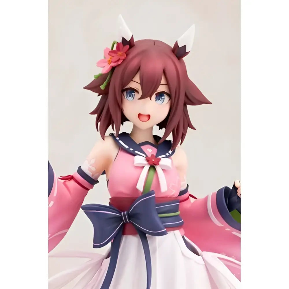 Uma musume pretty derby sakura chiyono o 1 7 scale statue wearing pink and white sailor dress with navy accents and floral horns