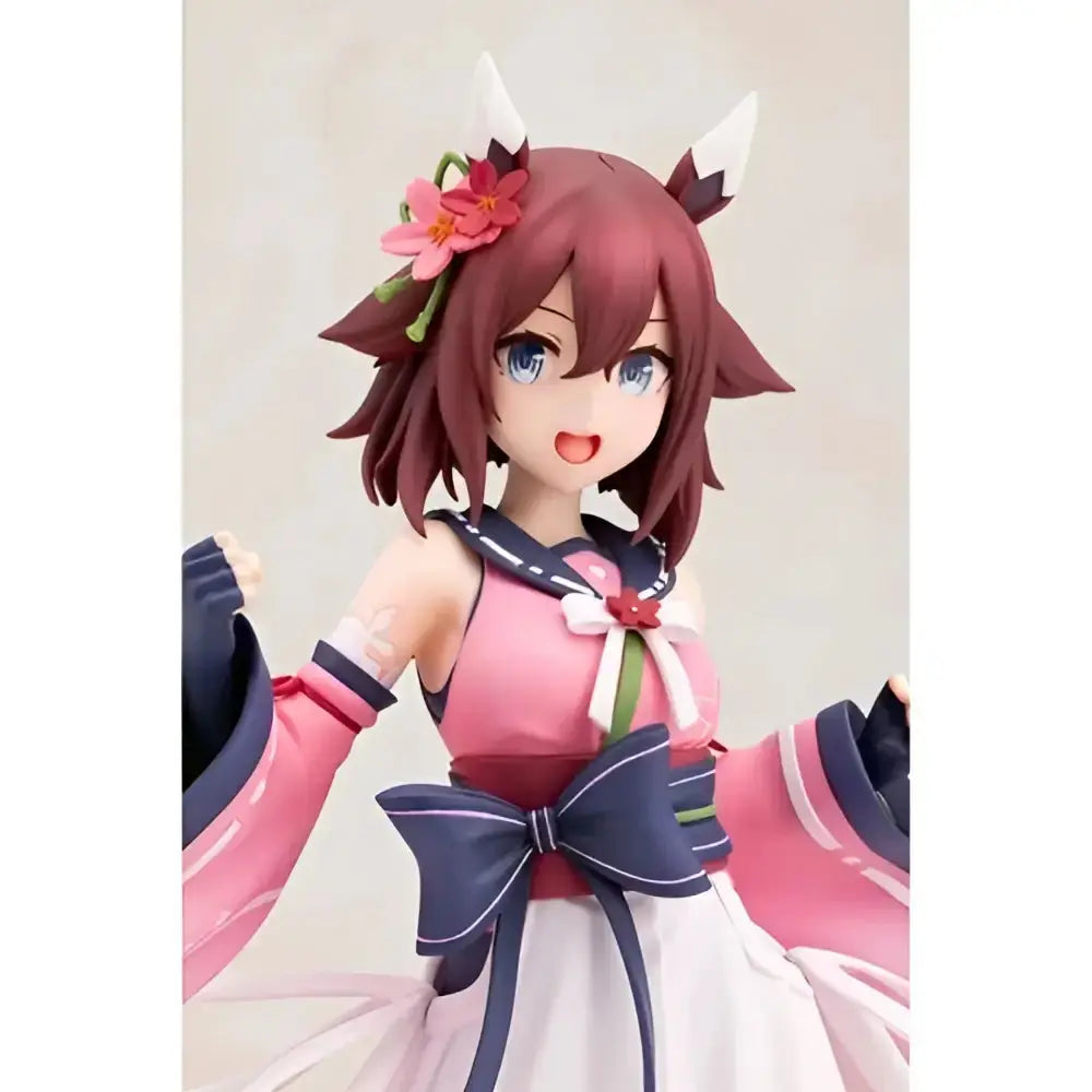 Uma musume pretty derby sakura chiyono o 1 7 scale statue featuring pink white dress with navy accents and floral hair with artfx quality