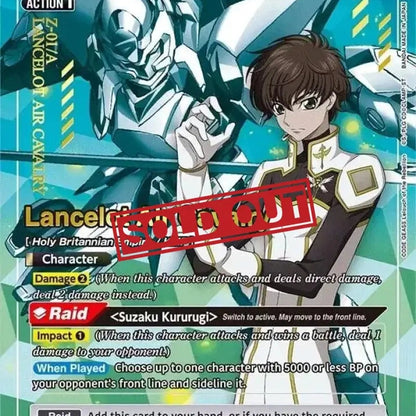 A collectible trading card featuring an anime character and a large mech.