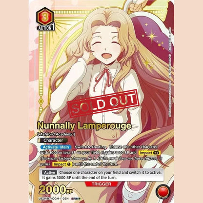 Anime-style trading card featuring a smiling girl with long blonde hair.