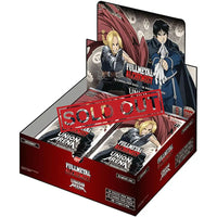 A display box of ’Fullmetal Alchemist Union Arena’ trading card booster packs.