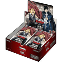 A display box of ’Fullmetal Alchemist Union Arena’ trading card booster packs.