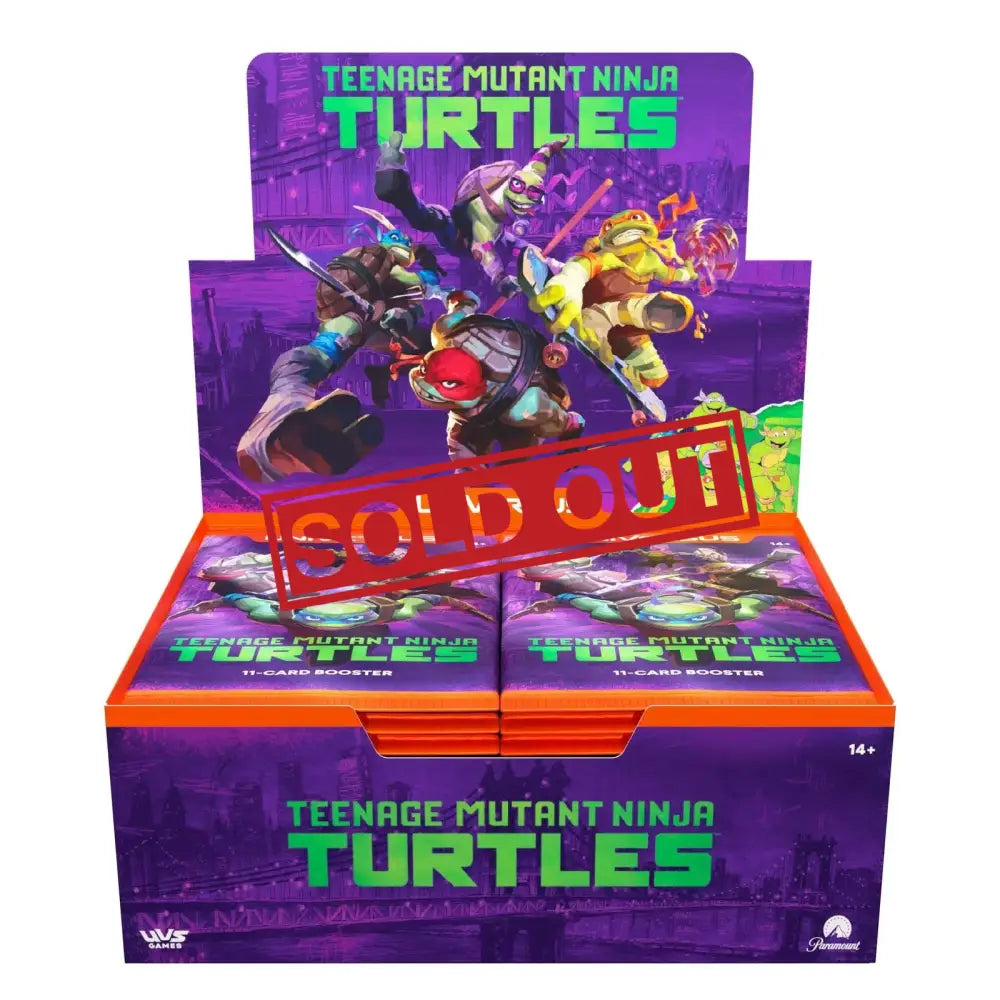 A Teenage Mutant Ninja Turtles Universus 11-card booster pack display box.