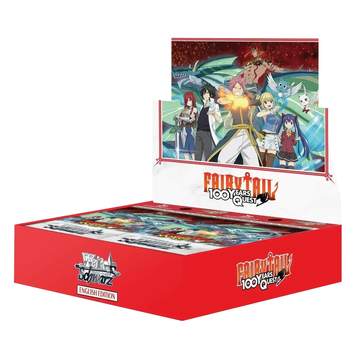 Red cardboard booster box for weiss schwarz fairy tail 100 years quest trading card game english edition sealed