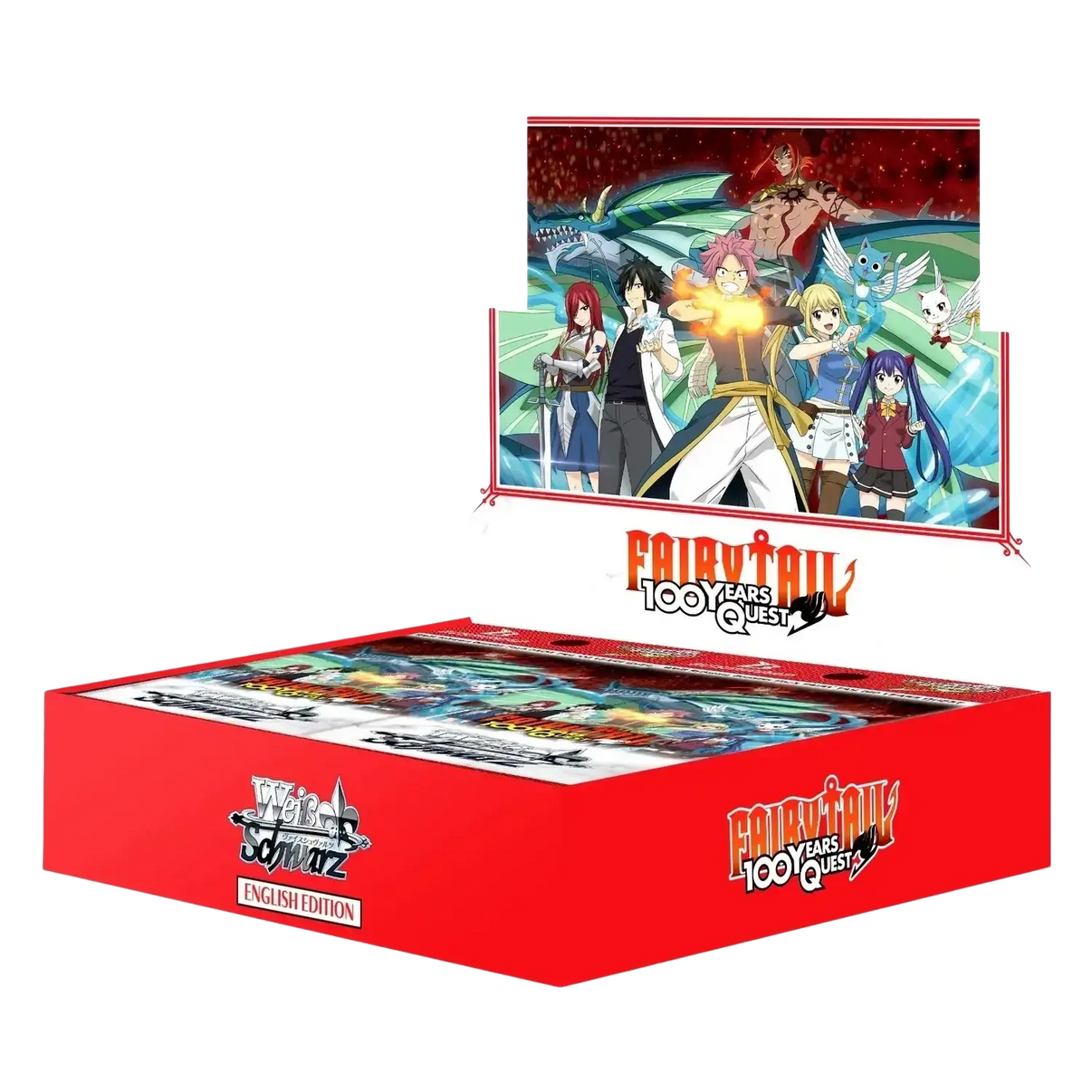Red cardboard box for weiss schwarz fairy tail 100 years quest booster sealed english edition trading card game