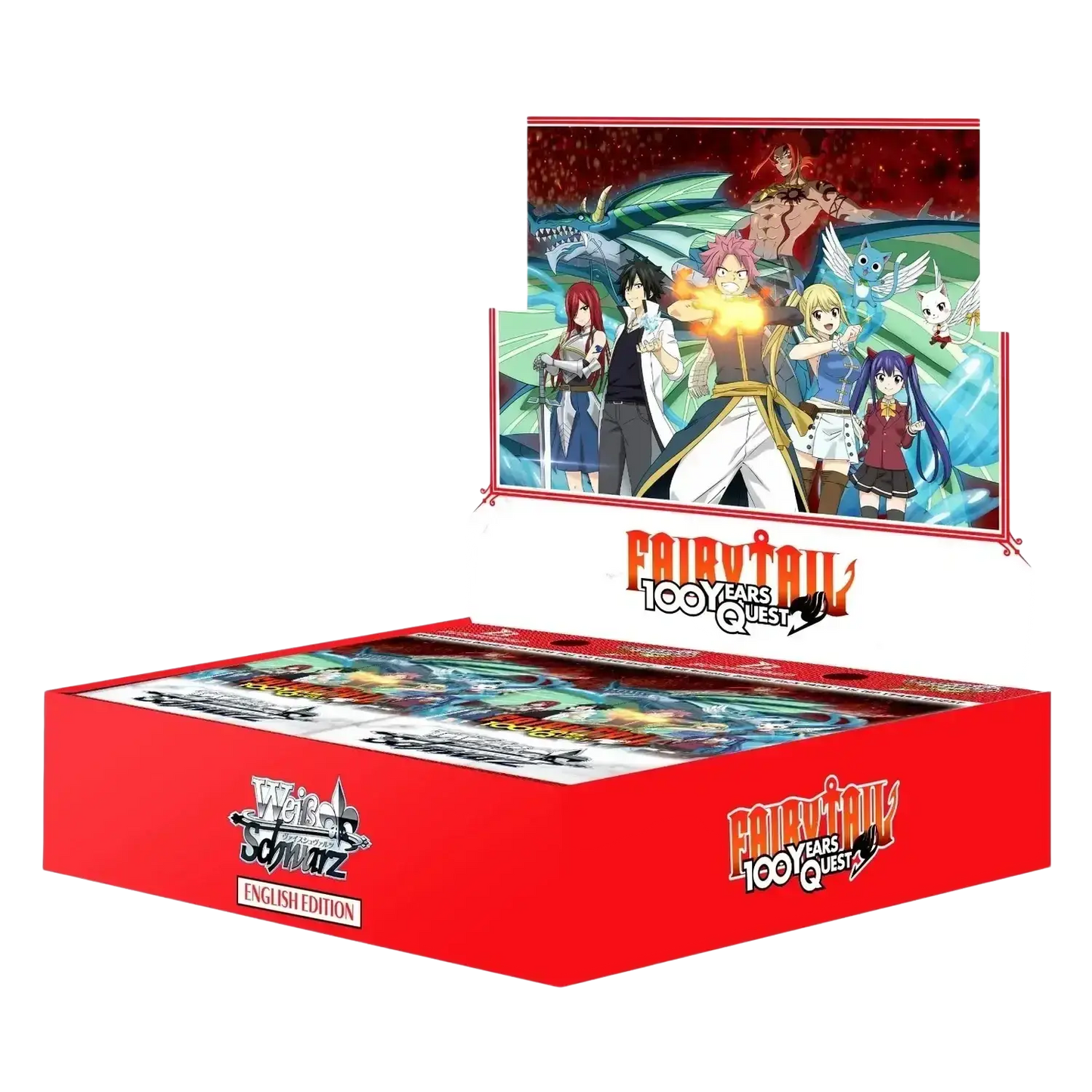 Red cardboard box for weiss schwarz fairy tail 100 years quest booster sealed english edition trading card game