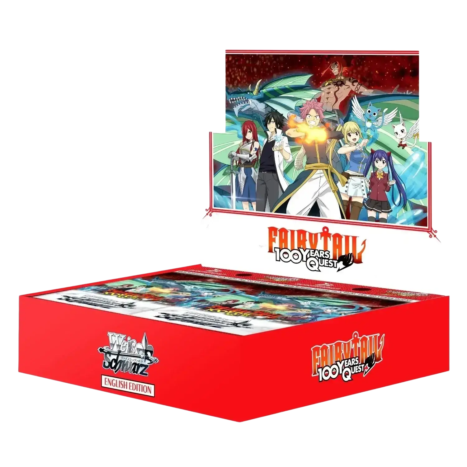 Red cardboard box for weiss schwarz fairy tail 100 years quest booster sealed english edition trading card game
