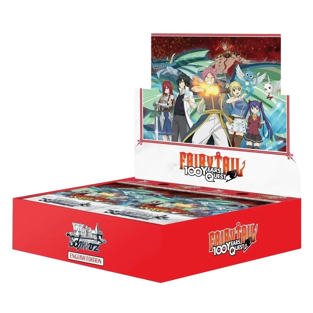 Red cardboard booster box for weiss schwarz fairy tail 100 years quest trading card game english edition sealed