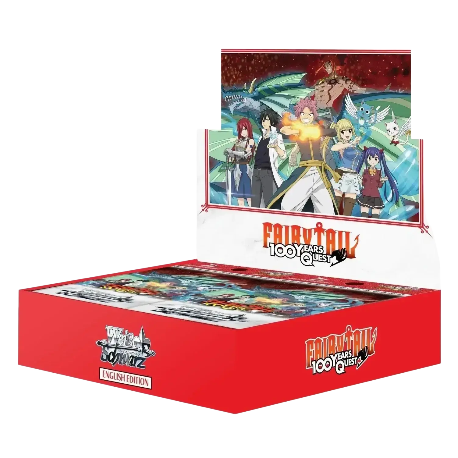 Red cardboard booster box for weiss schwarz fairy tail 100 years quest trading card game english edition sealed