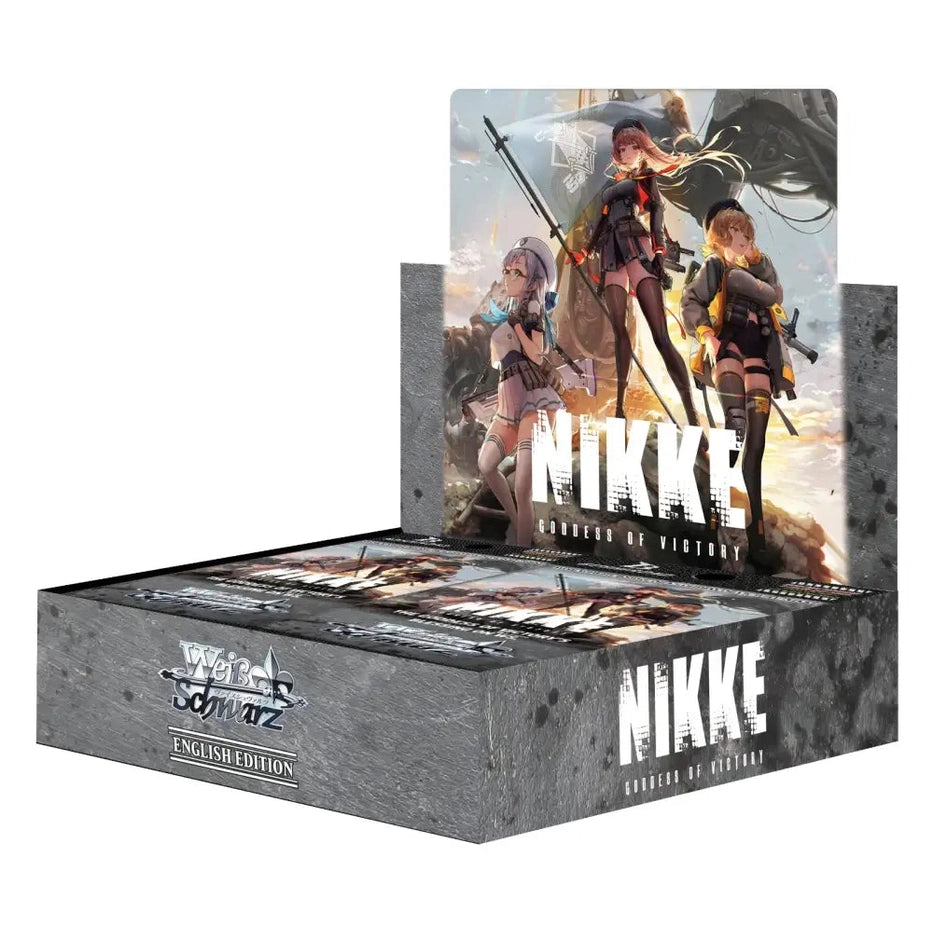 A trading card game display box featuring anime-style characters.