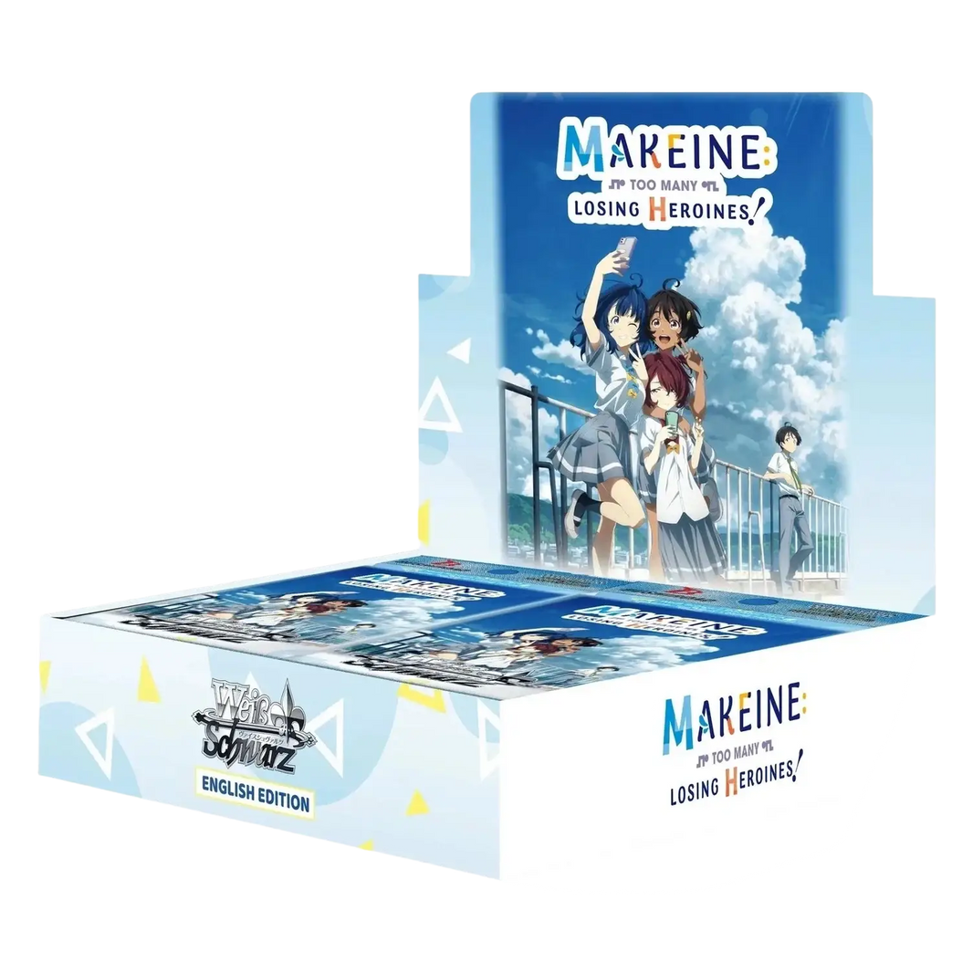 Blue and white cardboard booster box for weiss schwarz makeine too many losing heroines trading card game english edition
