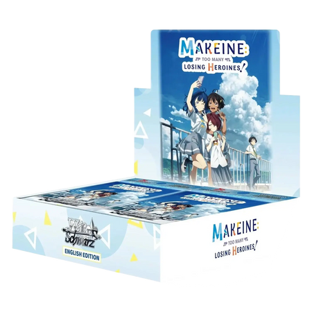 Blue and white cardboard booster box for weiss schwarz makeine too many losing heroines trading card game english edition
