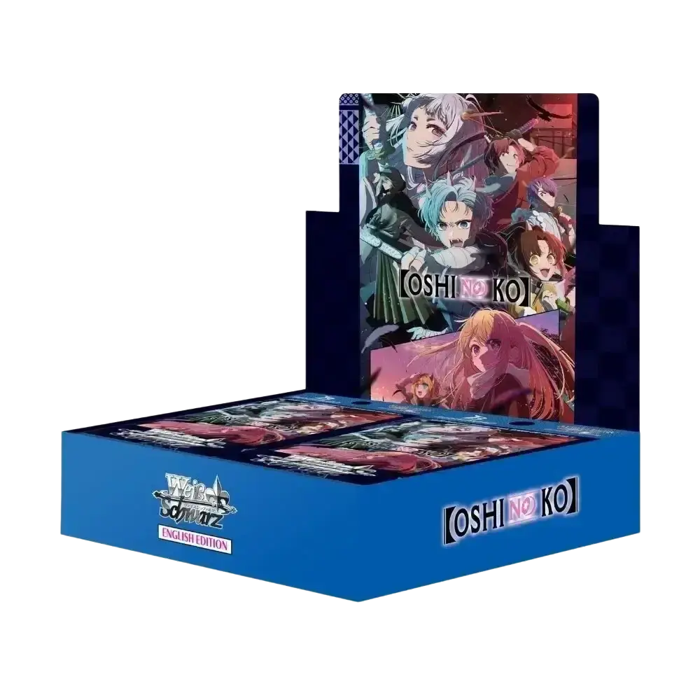 Blue cardboard booster display box for weiss schwarz oshi no ko vol 2 trading card game booster packs english edition
