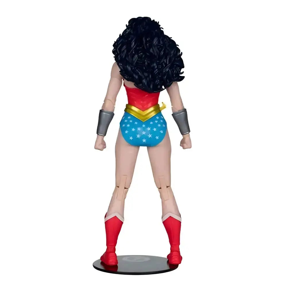 Wonder Woman 1980s #61 7-inch scale action figure by McFarlane Toys with black curly hair and red blue costume