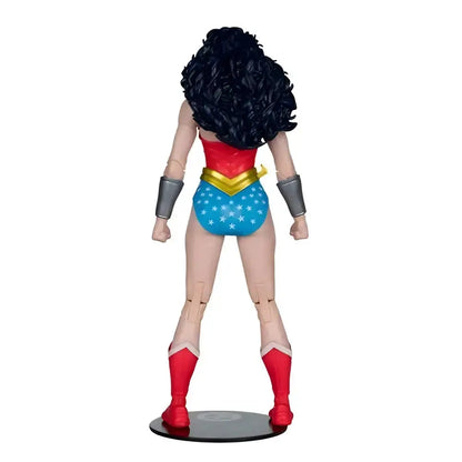 Wonder Woman 1980s #61 7-inch scale action figure by McFarlane Toys with black curly hair and red blue costume