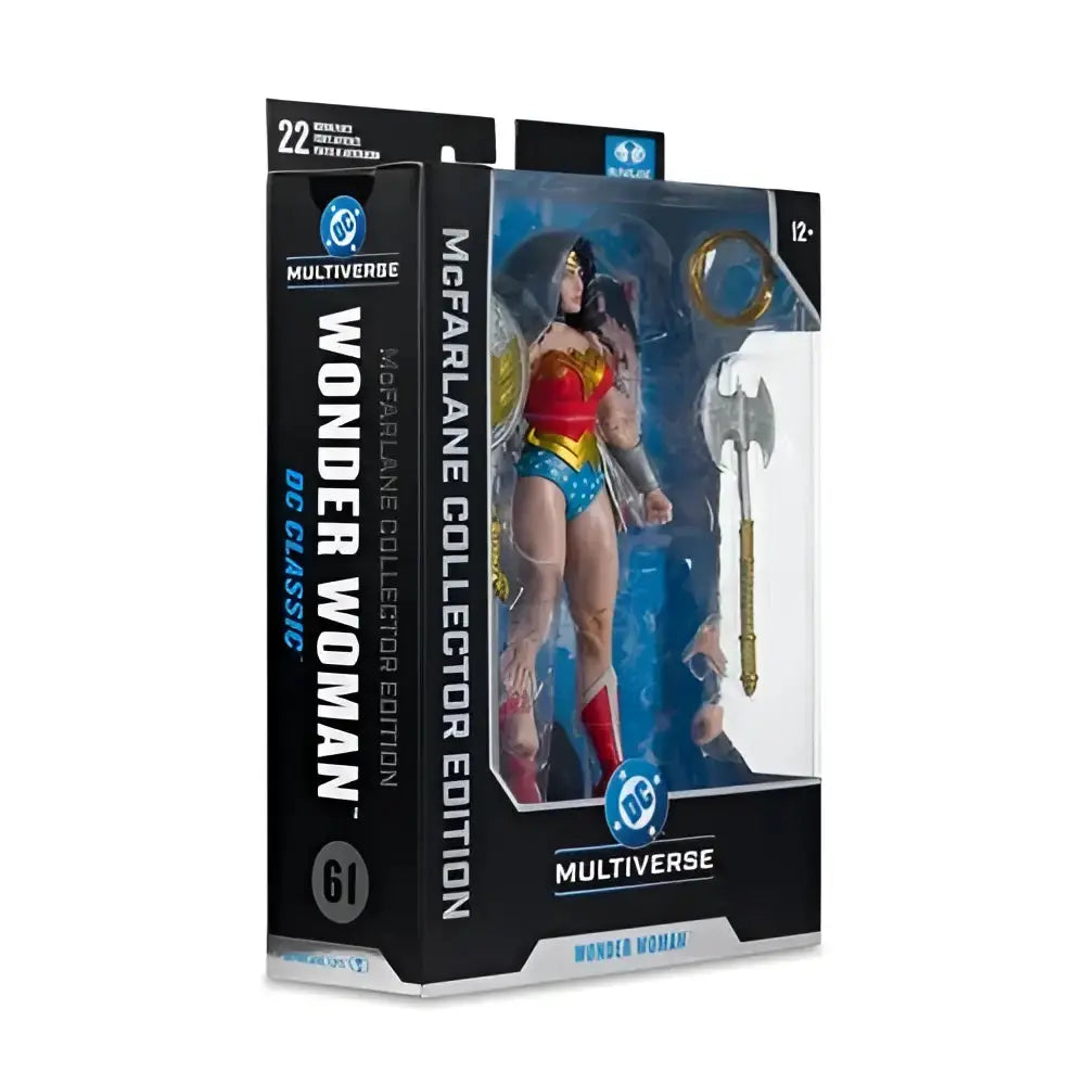 Wonder Woman 1980s 7-inch scale action figure by McFarlane Toys in classic red gold and blue costume with lasso of truth