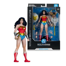 Wonder Woman 1980s #61 7-inch scale action figure by McFarlane Toys in red blue gold costume with silver armor accents