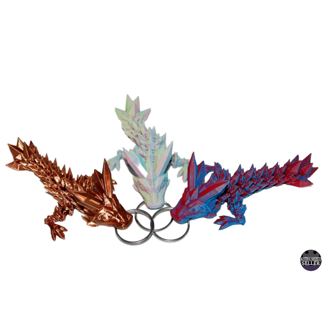 Crystal Dragon Keychain - 3D Printed Articulated Dragon - Alchemist Cards & Games