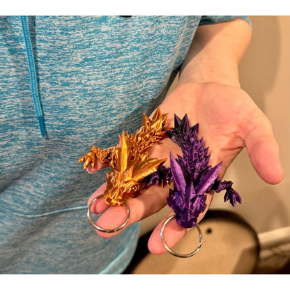 Crystal Dragon Keychain - 3D Printed Articulated Dragon - Alchemist Cards & Games