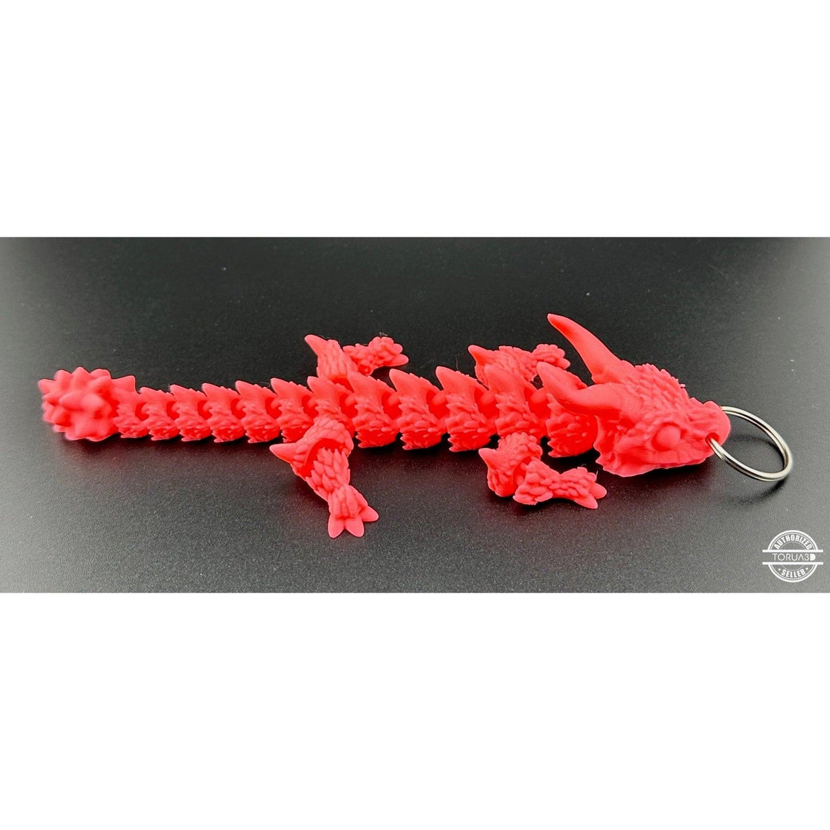 Horned Dragon Keychain - 3D Printed Articulated Dragon - Alchemist Cards & Games